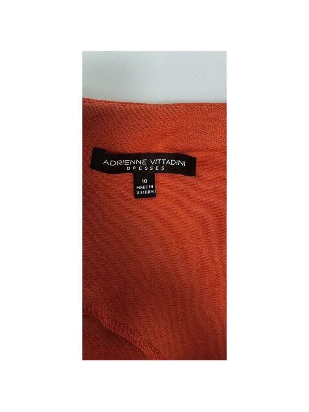 Adrienne Vittadini Ponte Coral Salmon Loop Pleat Neck Sheath Dress Size 10 - Picture 8 of 9